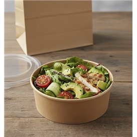 Paper Container Kraft-Kraft + RPET Lid 19 Oz/550 ml (50 Units)  Paper Container Kraft-Kraft + RPET Lid 19 Oz/550 ml (50 Units)
