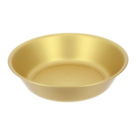 Reusable Plate Durable PP Mineral Gold Ø18cm (54 Units)