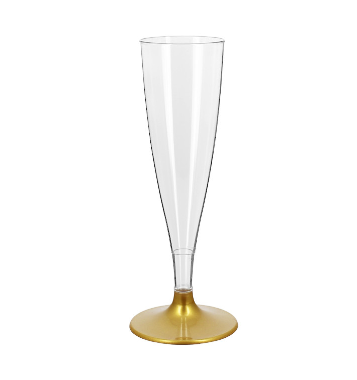 Reusable Plastic Stemmed Flute Sparkling Wine Gold 140ml 2P (6 Units) Reusable Plastic Stemmed Flute Sparkling Wine Gold 140ml 2P (6 Units)