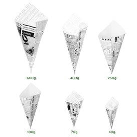 Paper Food Cone Grease-Proof "Times" 29,5cm 250g (250 Units)