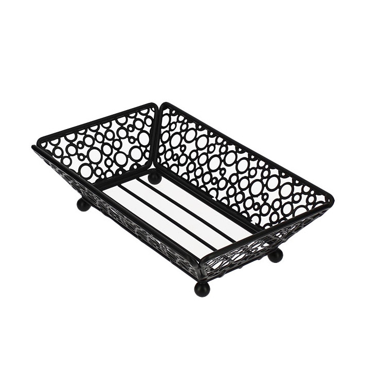 Basket Food Containers Steel Rectangular Shape Black 21x14x6,5cm (6 Units) Basket Food Containers Steel Rectangular Shape Black 21x14x6,5cm (6 Units)