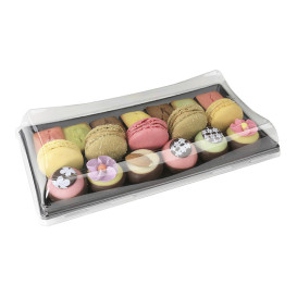 Plastic Tray with Lid Black 12x22cm (120 Uds)
