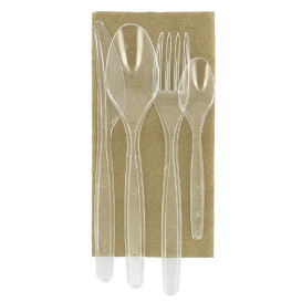 Cutlery Set Reusable PS 4 Pieces + Napkin (25 Units)