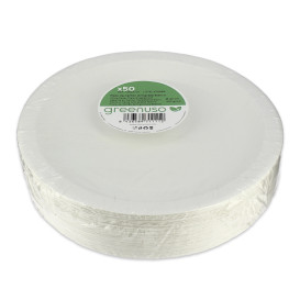 Paper Plate Round Greaseproof Shape White  Ø22cm 220g/m² (50 Units) 