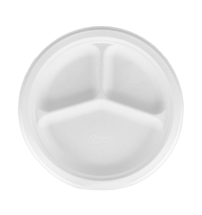Paper Plate Wood Pulp Chinet White 3 Comp. 26 cm (135 Units) Paper Plate Wood Pulp Chinet White 3 Comp. 26 cm (135 Units)