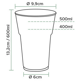 Reusable PS Cup "Diamant" Crystal 600ml (25 Units) 