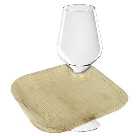 Plam Leaf Plate with Glass Holder 21x21x1,5cm (200 Units)