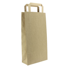 Paper Bottle Bag with Handles Kraft 19+8x37cm (250 Units)