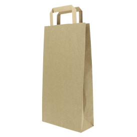 Paper Bottle Bag with Handles Kraft 19+8x37cm (50 Units) 