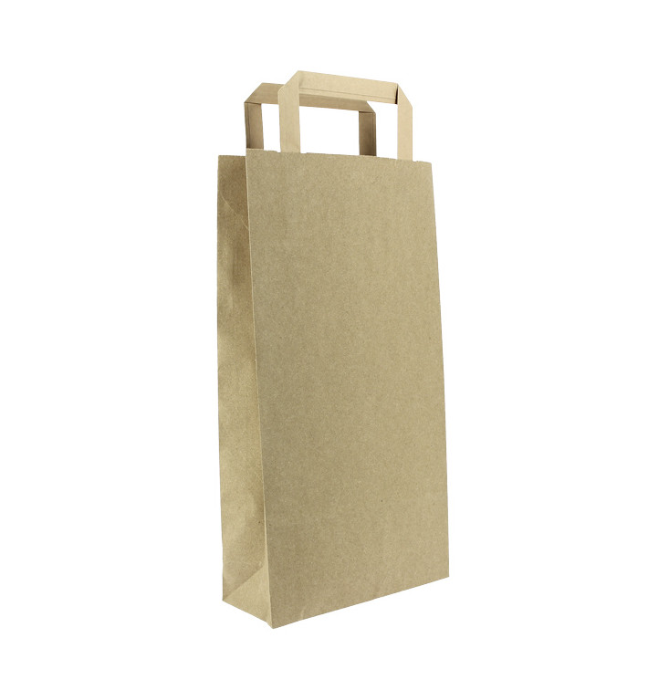 Paper Bottle Bag with Handles Kraft 19+8x37cm (50 Units) 