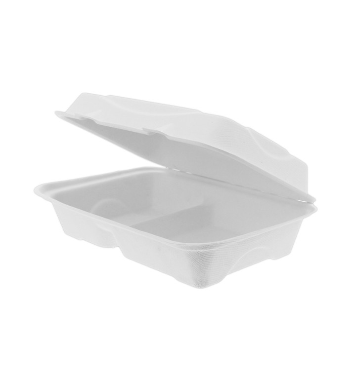 Sugarcane Hinged Container White 2C 23x15x7,5cm (50 Units) Sugarcane Hinged Container White 2C 23x15x7,5cm (50 Units)