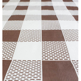 Pre-Cut Paper Tablecloth Brown Checkers 40g 1x1m (400 Units)  
