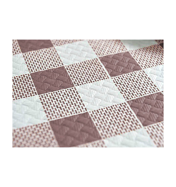 Pre-Cut Paper Tablecloth Brown Checkers 40g 1x1m (400 Units)  