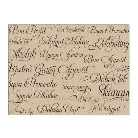 Pre-Cut Paper Tablecloth 1x1m "Buen Provecho" Kraft 1x1m (400 Units)