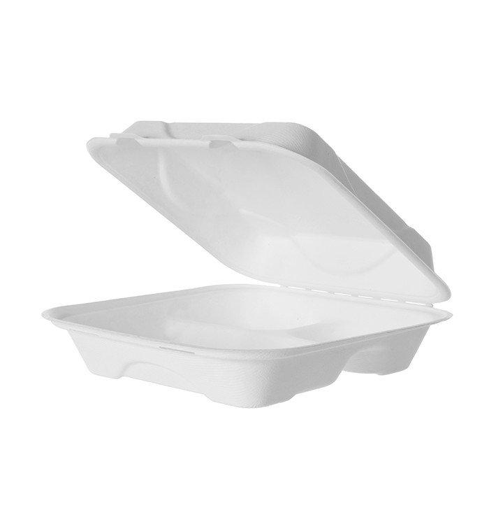 Sugarcane Hinged Container White 3C 23x15x7,5cm (50 Units) Sugarcane Hinged Container White 3C 23x15x7,5cm (50 Units)