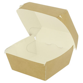 Paperboard Burger Box Kraft Double Closing 11x11x7,5cm (450 Units)
