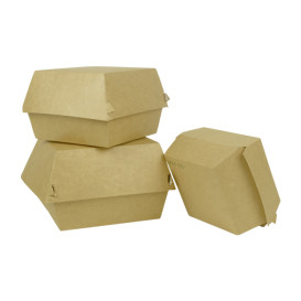 Paperboard Burger Box Kraft Mega Double Closing 15,5x15,5x10cm (200 Units)