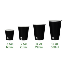 Plastic-Free Paper Cup 12 Oz/360ml Black Ø8,0cm (1.000 Units)