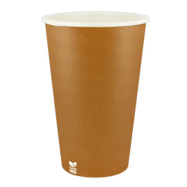 Plastic-Free Paper Cup 16 Oz/480ml "Caramel" Ø9,0cm (1.000 Units)