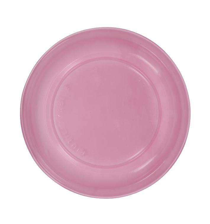 Reusable Plate Flat Economic PS Pink Ø17cm (25 Units) 