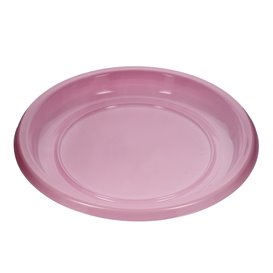 Reusable Plate Flat Economic PS Pink Ø17cm (25 Units) 