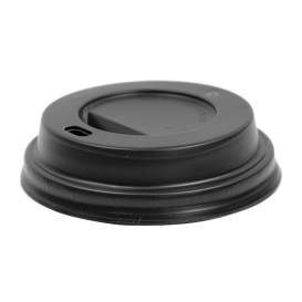 Lid with Hole for Paper Cup 7Oz Black Ø7,2cm (100 Units)