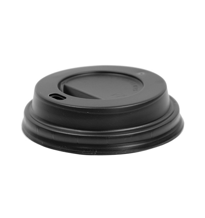 Lid with Hole for Paper Cup 7Oz Black Ø7,2cm (100 Units) Lid with Hole for Paper Cup 7Oz Black Ø7,2cm (100 Units)