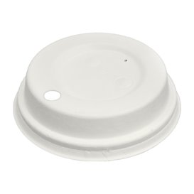 Lid with Hole of Moulded Cellulose Fibre White Ø8cm (60 Units)