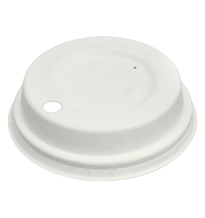 Lid with Hole of Moulded Cellulose Fibre White Ø8cm (60 Units) Lid with Hole of Moulded Cellulose Fibre White Ø8cm (60 Units)