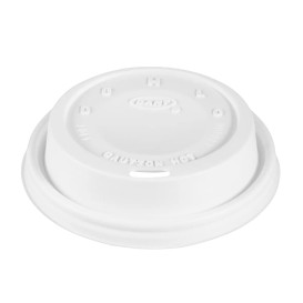 Plastic Lid PS "Cappuccino" White Ø8,6cm (100 Units)  