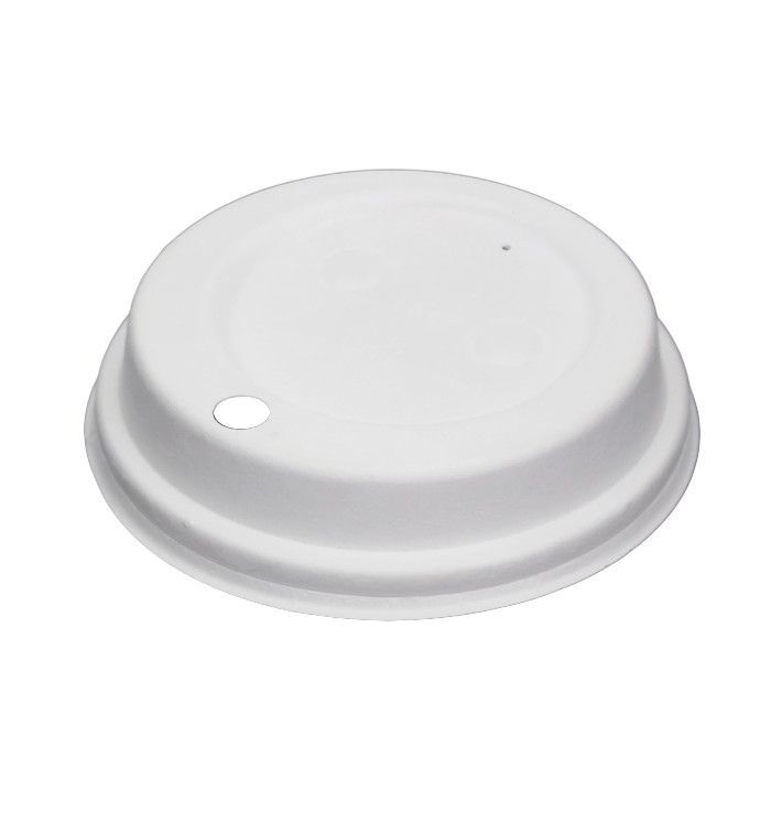 Lid with Hole of Moulded Cellulose Fibre White Ø9cm (50 Units) Lid with Hole of Moulded Cellulose Fibre White Ø9cm (50 Units)