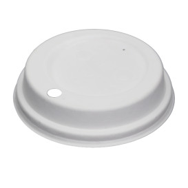 Lid with Hole of Moulded Cellulose Fibre White Ø9cm (1.200 Units)