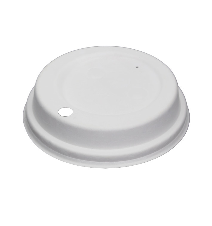 Lid with Hole of Moulded Cellulose Fibre White Ø9cm (1.200 Units) Lid with Hole of Moulded Cellulose Fibre White Ø9cm (1.200 Units)