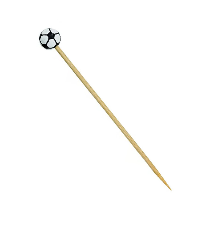 Bamboo Food Pick Football Design 12cm (1000 Units) Bamboo Food Pick Football Design 12cm (1000 Units)