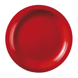 Plastic Plate Flat Red "Round" PP Ø18,5cm (50 Units)
