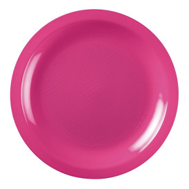 Plastic Plate Flat Fuchsia "Round" PP Ø18,5cm (600 Units)