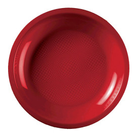 Plastic Plate Flat Red "Round" PP Ø22 cm (600 Units)