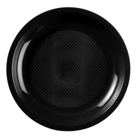 Plastic Plate Flat Black "Round" PP Ø22 cm (50 Units) 