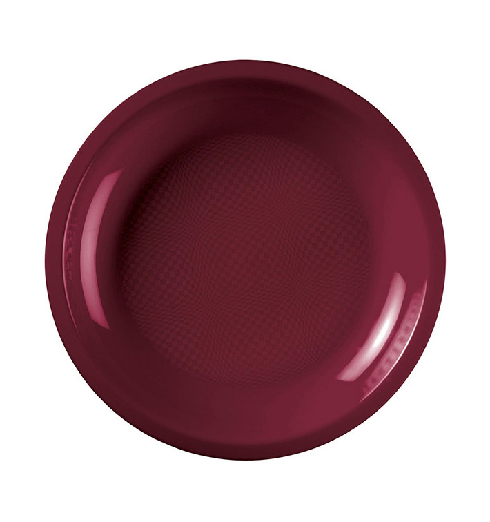 Plastic Plate Flat Burgundy "Round" PP Ø22 cm (50 Units) Plastic Plate Flat Burgundy "Round" PP Ø22 cm (50 Units)
