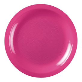 Plastic Plate Flat Fuchsia "Round" PP Ø22 cm (50 Units) 