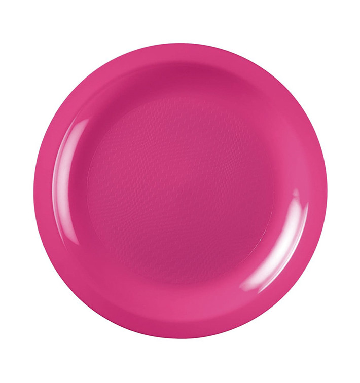 Plastic Plate Flat Fuchsia "Round" PP Ø22 cm (50 Units) 