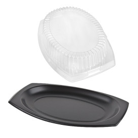 Foam Tray Black with Lid 23x18cm (500 Units)