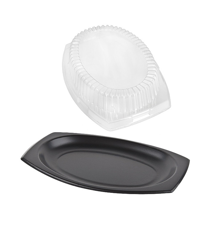 Foam Tray Black with Lid 23x18cm (500 Units)