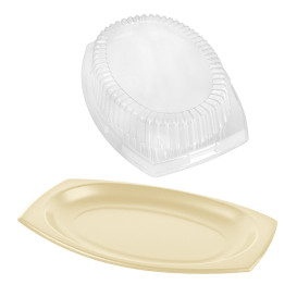 Foam Tray Honey with Lid 23x18cm (500 Units)