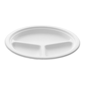 Sugarcane Plate 3C White Ø26 cm (400 Units)