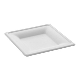 Sugarcane Plate Square shape White 26x26 cm (40 Units) 