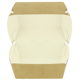 Paperboard Burger Box Kraft XXL Double Closing 13x13x9cm (400 Units)