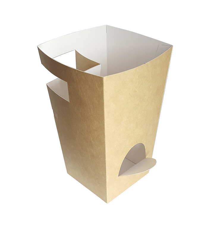 Paper Food Box for Churros with Cup Holder Kraft 7,8x7,8x17,9cm (25 Units) Paper Food Box for Churros with Cup Holder Kraft 7,8x7,8x17,9cm (25 Units)