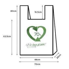 Plastic T-Shirt Bag 70% Recycled 70x80cm 50µm (300 Units)