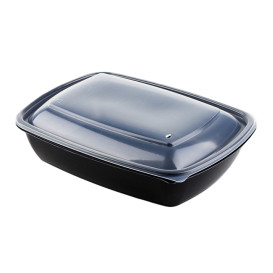 Plastic Deli Container PP 2C Black 900ml 23x16,5x5cm (75 Units)